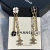 CHANEL Clover Earrings ,black and white