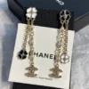 CHANEL Clover Earrings ,black and white