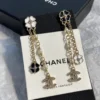 CHANEL Clover Earrings ,black and white