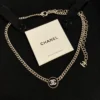 Crystal Resin CC Chain Link Short Necklace Black Gold