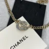 Crystal Resin CC Chain Link Short Necklace Black Gold