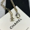 Crystal Resin CC Chain Link Short Necklace Black Gold