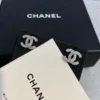 Chanel CC Crystal Stud Earrings ,gold and silver