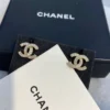 Chanel CC Crystal Stud Earrings ,gold and silver
