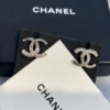 Chanel CC Crystal Stud Earrings ,gold