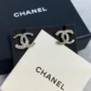 Chanel CC Crystal Stud Earrings ,gold