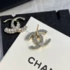 Chanel CC Crystal Stud Earrings ,gold
