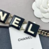 Chanel 2022 Black & White Enamel Gold Plated Logo Belt