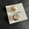 Chanel pearl button stud earrings , White