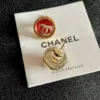 Chanel resin button stud earrings , black ,red