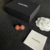 Chanel resin button stud earrings , black ,red