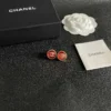 Chanel resin button stud earrings , black ,red