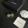Chanel resin button stud earrings , black ,red