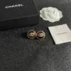 Chanel resin button stud earrings , black ,red