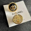 Chanel resin button stud earrings , black ,red