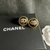 Chanel resin button stud earrings , black ,red