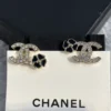 Chanel camellia stud earrings , Black