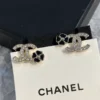 Chanel camellia stud earrings , Black