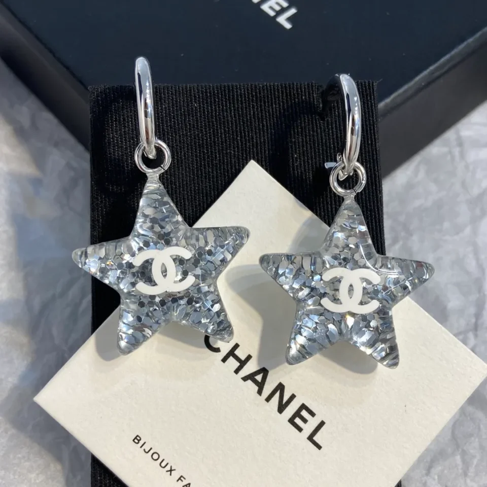 Chanel New Season 25C CHANEL Jewellery Pedant Earrings White and Yellow Gold