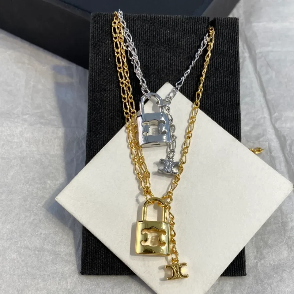 Celine TRIOMPHE LOCK NECKLACE IN BRASS WITH GOLD FINISH