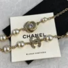 Chanel Brushed Threaded Button Pearl Necklace