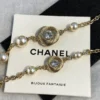 Chanel Brushed Threaded Button Pearl Necklace