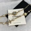 Chanel Brushed Threaded Button Pearl Necklace