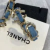 CHANEL Hoop earrings – Metal & denim, gold & blue