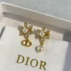 Dior Bloom in  Earrings Gold-Finish Metal with White Resin Pearls and Silver-Tone Crystals