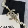 CHANEL Pearl Letter Long 2 CCS Necklace Sweater Chain with Crystal 22K