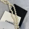 CHANEL Pearl Letter Long 2 CCS Necklace Sweater Chain with Crystal 22K