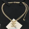 CHANEL Crystal CC Multi Strand Chain Necklace Gold