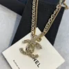 CHANEL Crystal CC Multi Strand Chain Necklace Gold