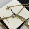CHANEL Crystal CC Multi Strand Chain Necklace Gold