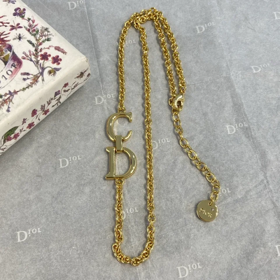 2025 New Dior Saddle Necklace ,Gold Chain