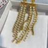 Dior D-River Earrings Gold-Finish Metal with White Resin Pearl and White Crystals
