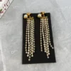 Dior D-River Earrings Gold-Finish Metal with White Resin Pearl and White Crystals