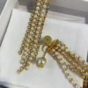 Dior D-River Earrings Gold-Finish Metal with White Resin Pearl and White Crystals