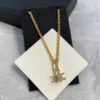 Triomphe Solitaire Sparkle Necklace in Strass and Brass with Gold Finish