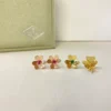Frivole earrings, mini model,Green diamonds,pink diamonds