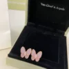 Two Butterfly earrings ,18K rose gold, Diamond, Mother-of-pearl