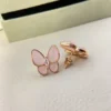Two Butterfly earrings ,18K rose gold, Diamond, Mother-of-pearl