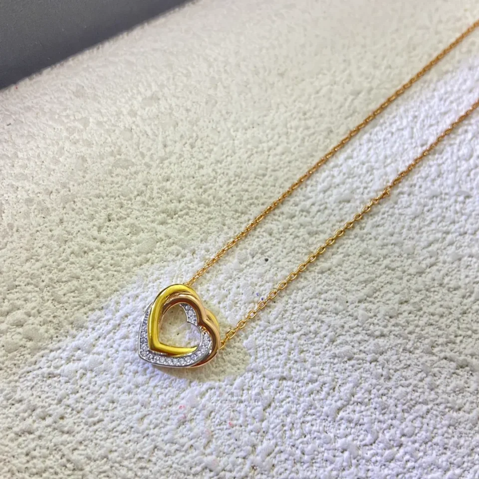 Cartier Trinity Diamond Heart Necklace ,Half paved