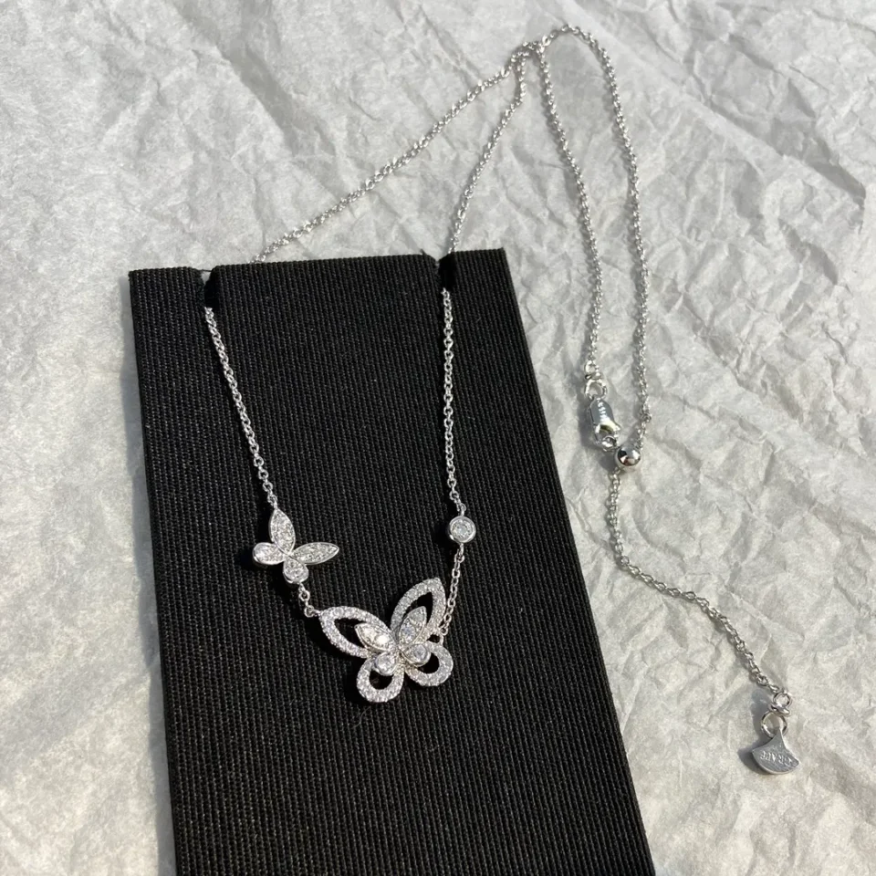 Double Butterfly Silhouette Diamond Pendant