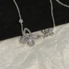Double Butterfly Silhouette Diamond Pendant