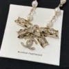 2024 Chanel Choker Necklace White Gold Pearl Crystal