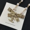 2024 Chanel Choker Necklace White Gold Pearl Crystal