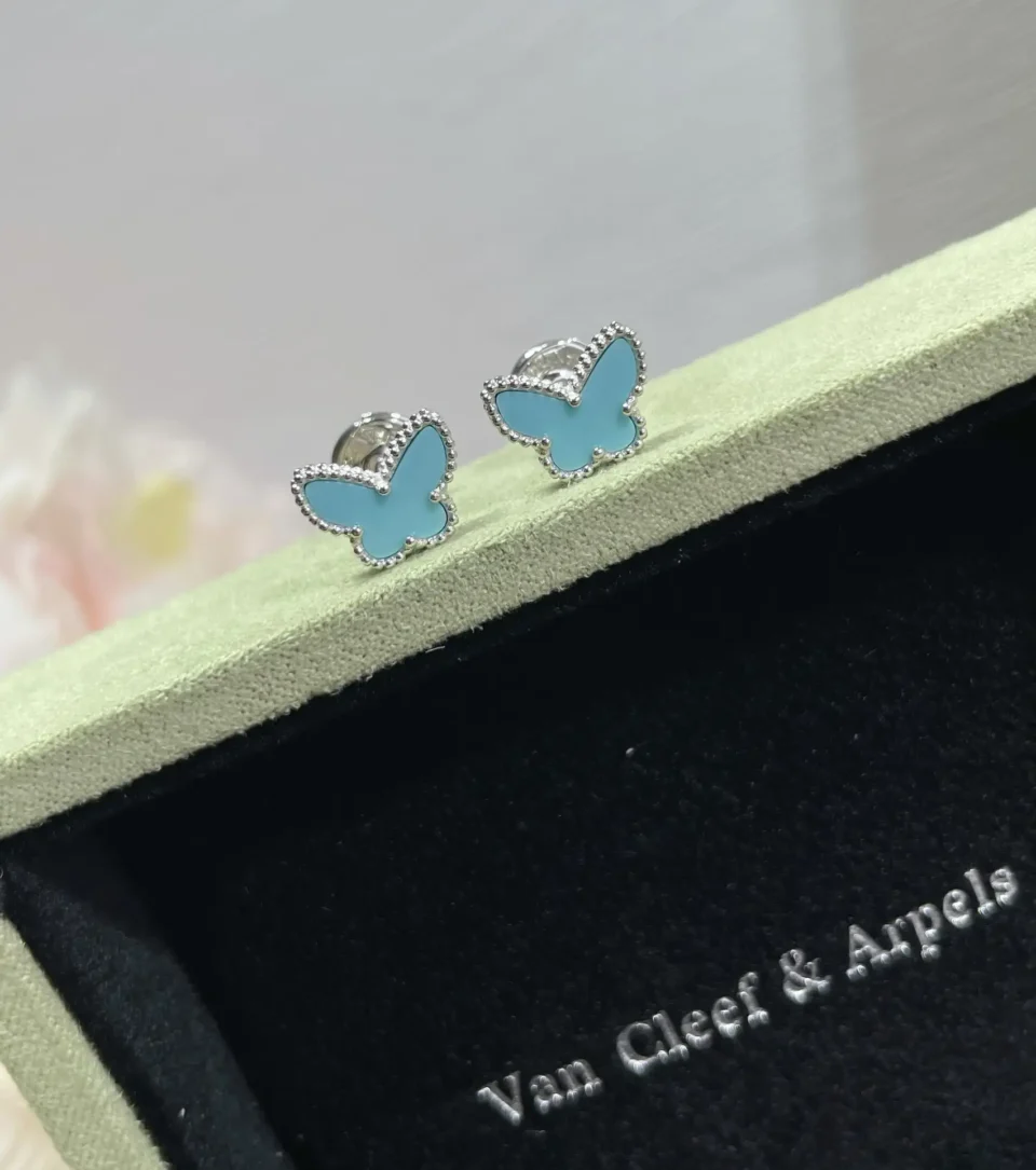 VCA Sweet Butterflies earstuds ,blue,gray,white