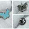 VCA Sweet Butterflies earstuds ,blue,gray,white