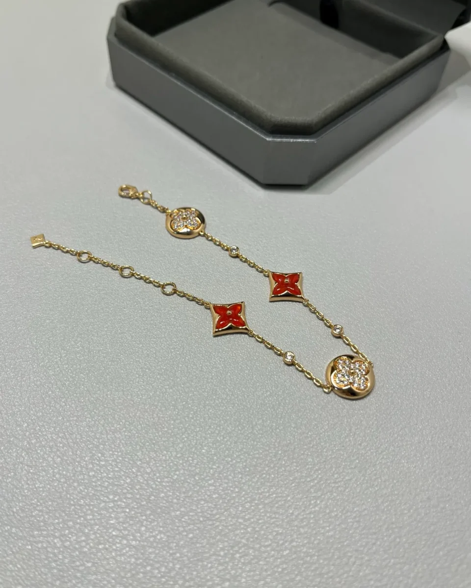 Color Blossom BB Star and Sun Multi-Motif Bracelet, Yellow Gold, Amazonite and Diamonds